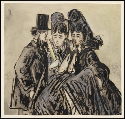 En gentleman og to damer, 1860