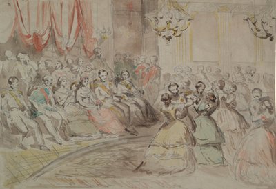 Et statsbal, formentlig med Napoleon III af Constantin Guys