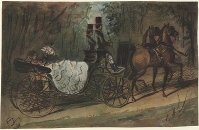 Vogn i Bois de Boulogne, 1800-tallet. af Constantin Guys