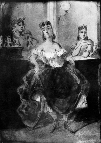 Kvinde danser foran en disk, 1800-tallet, 1930. af Constantin Guys