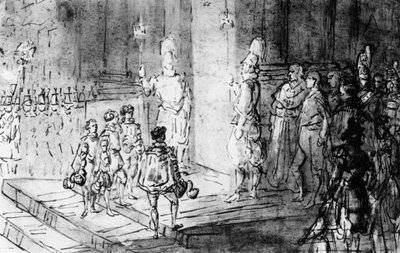 Schweiziske garder og franske soldater ved Vatikanet, 1930. af Constantin Guys