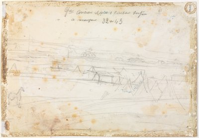 War Encampment Scene verso, 1800-tallet. af Constantin Guys