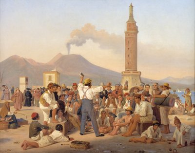 En recitation af "Orlando the Furious" på Molo, Napoli af Constantin Hansen
