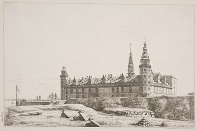Danish: Kronborg set fra den nordvestlige side af Constantin Hansen