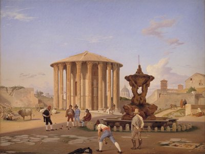 Piazza della Bocca della Verità med det såkaldte Vesta-tempel i Rom af Constantin Hansen
