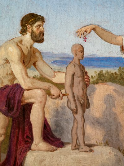 Prometheus støber mennesket af ler af Constantin Hansen