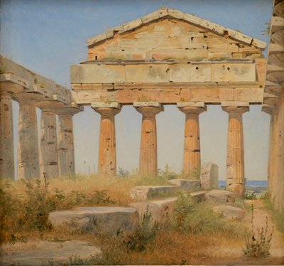 Athenas tempel i Paestum, 1838 af Constantin Hansen