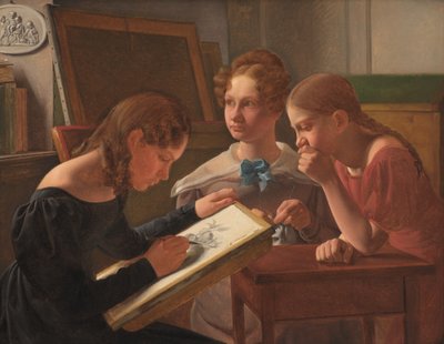 Tre unge piger. Kunstnerens Søstre: Alvilde, Ida og Henriette af Constantin Hansen