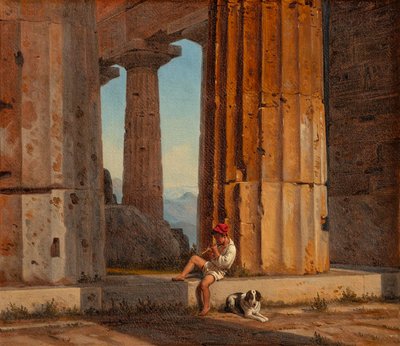 Udsigt over Poseidon-templet i Paestum af Constantin Hansen