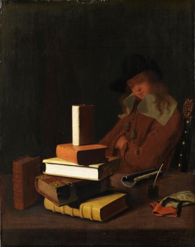 Den sovende studerende, 1663 af Constantin Verhout or Voorhout