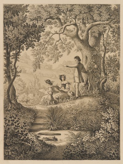 A Drawing Lesson, 1865 (sort blæk på tykt cremet glat vævet papir) af Constantine Hertzberg