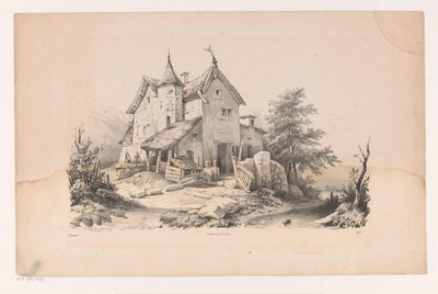 Gammelt hus i landskab The Landscape (serietitel) af Constantinus Cornelis Huysmans