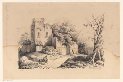 Vandrer ved ruin The Landscape (serietitel) af Constantinus Cornelis Huysmans