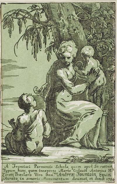 En kvinde ved foden af et træ med et barn i armene af Conte Antonio Maria Zanetti the Elder