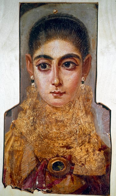 Koptisk kunst: ung kvinde kaldet "The Europeenne"" Fayoum (Fayum) (omkring 160 e.Kr.) Maling af voks på træ. Paris, Louvre-museet af Coptic