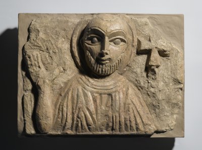Buste af en helgen, fra Egypten, 4.-5. århundrede (malet kalksten) af Coptic Coptic
