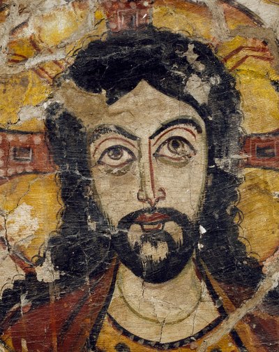 Kristi hoved støttet af to engle, 6.-7. århundrede (detalje af 922031) af Coptic Coptic