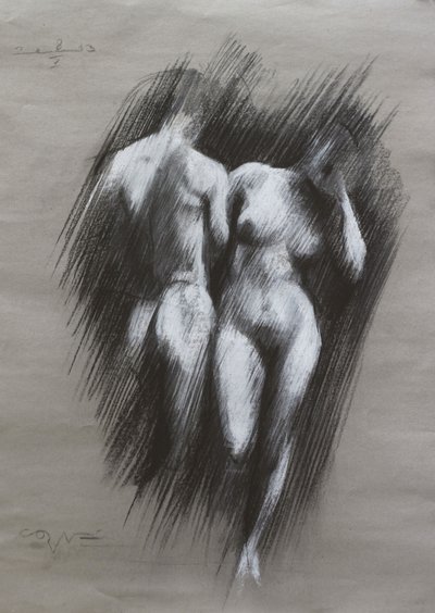 Sensuel skitse af et par af Corné Akkers