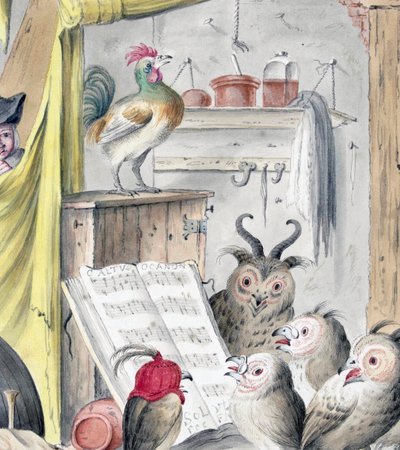 Fuglekoncert (gravering) af Cornelis (after) Saftleven
