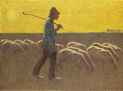 Hyrde med får, ca. 1920 (olie på lærred) af Cornelis Albert van Assendelft