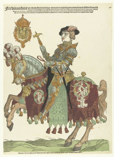 Portræt af Ferdinand I af Østrig til hest af Cornelis Anthonisz. (manner of)