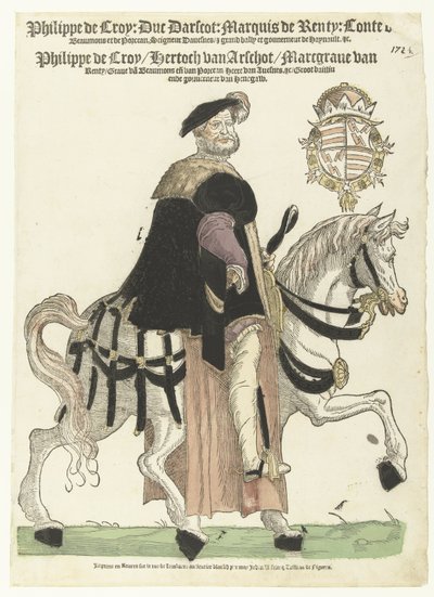 Portræt af Philip de Croy til hest af Cornelis Anthonisz. (manner of)