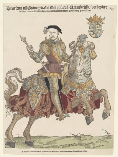 Portræt af Henrik II af Frankrig til hest af Cornelis Anthonisz. (manner of)