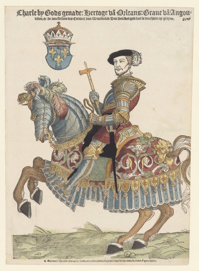 Portræt af Charles af Orléans til hest af Cornelis Anthonisz. (manner of)