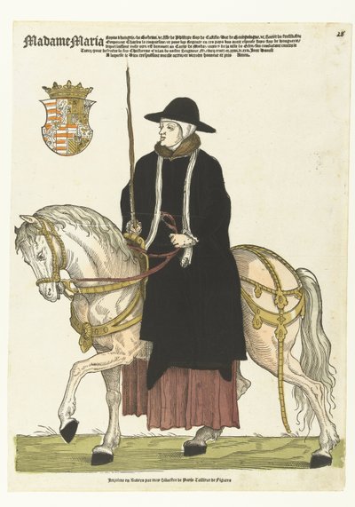 Portræt af Maria af Ungarn til hest af Cornelis Anthonisz. (manner of)