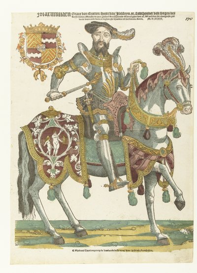 Portræt af Maximilian van Buren til hest af Cornelis Anthonisz. (manner of)