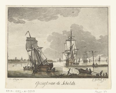Udsigt over Schelde med sejlskibe Udsigt over Schelde (titel på objekt) af Cornelis Apostool