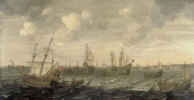 Den hollandske Sildeflåde under Sejl af Cornelis Beelt