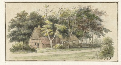 Gård blandt træer af Cornelis Bernardus Buijs