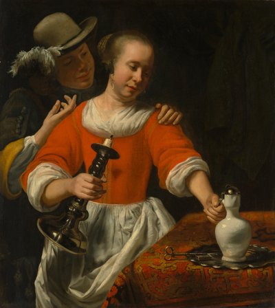 En ung kvinde og en kavaler, begyndelsen af 1660