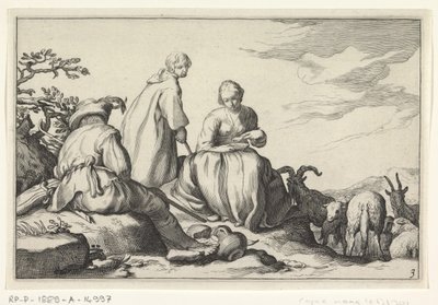 fårehyrder Fire pastorale scener (serietitel) af Cornelis Bloemaert (II) (possibly)