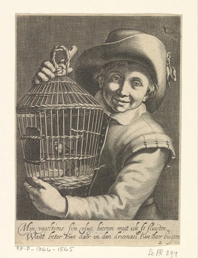 Dreng med fuglebur af Cornelis Bloemaert (II)