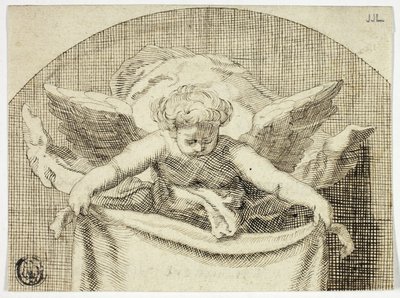 Putto Holding Sudarium af Cornelis Bloemaert