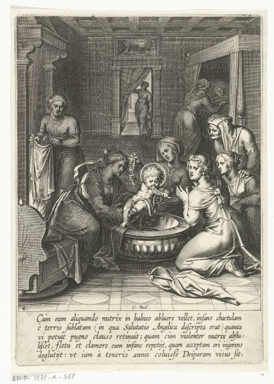 Thomas spiser et papir med Ave Maria The Life of Saint Thomas Aquinas (serietitel) af Cornelis Boel