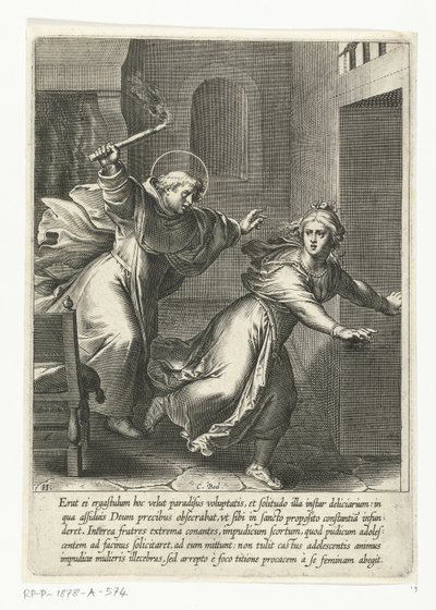 Thomas jagter fristelsen The Life of Saint Thomas Aquinas (serietitel) af Cornelis Boel
