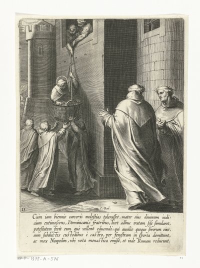Thomas flygter fra fængslet The Life of Saint Thomas Aquinas (serietitel) af Cornelis Boel