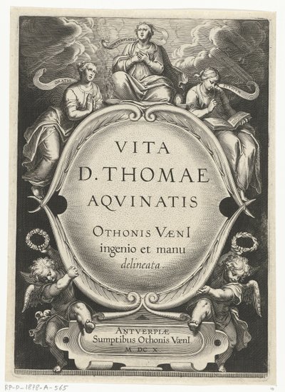 Titeltryk for: Otto van Veen, Vita D. Thomae Aqvinatis, Antwerpen, 1610 The Life of Saint Thomas Aquinas (serietitel) af Cornelis Boel