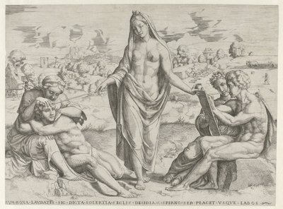 Opfindsomhed belønner flid og straffer dovenskab af Cornelis Bos (attributed to)