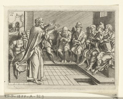 Paulus prædiker i synagogen The Life of Paul (serietitel) af Cornelis Bos