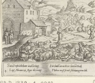 Sara afviser den gravide Hagar The Life of Abraham (serietitel) af Cornelis Bos