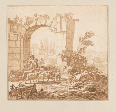 Flok geder ved en låge af Cornelis Brouwer