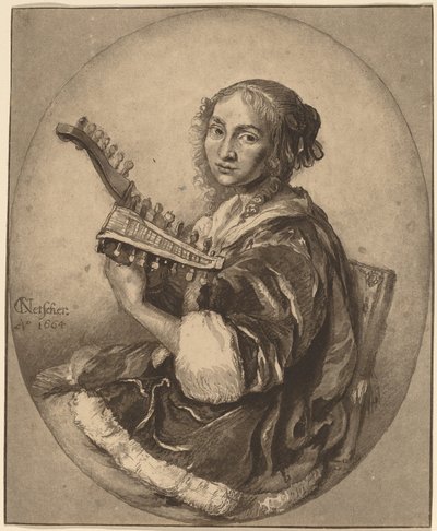 Dame med dobbelthovedet lut, 1781. af Cornelis Brouwer