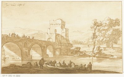 Ponte Molle nær Rom af Cornelis Brouwer