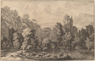 Dal med et gammelt slot, 1784, udgivet 1786. af Cornelis Brouwer