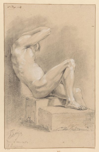 Siddende mand nøgen, set fra siden (3. præmie 1767) af Cornelis Buys