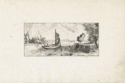 Båd på en flod Landskaber (serietitel) af Cornelis Claesz van Wieringen (possibly)